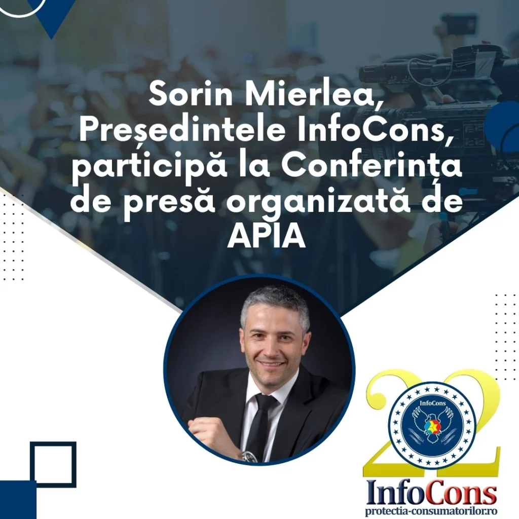 Sorin Mierlea , Președintele InfoCons Protecția Consumatorilor , participă la Conferința de Presă organizată de APIA