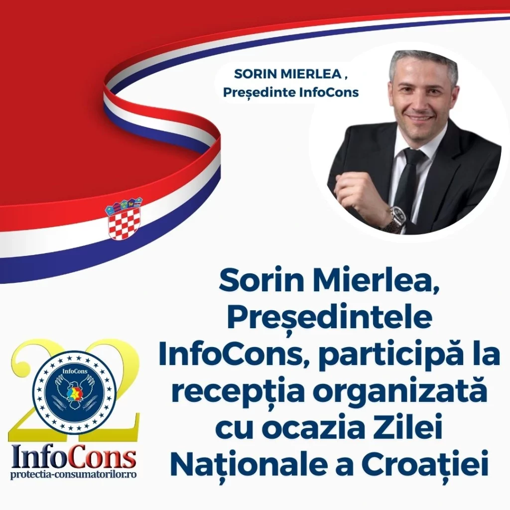 Sorin Mierlea , Președintele InfoCons Protecția Consumatorilor , participă la recepția organizată cu ocazia Zilei Naționale a Croației