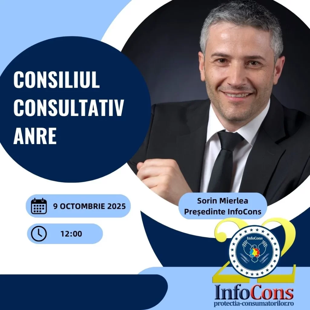 Sorin Mierlea , Președintele InfoCons Protecția Consumatorilor , participă la Consiliul Consultativ ANRE