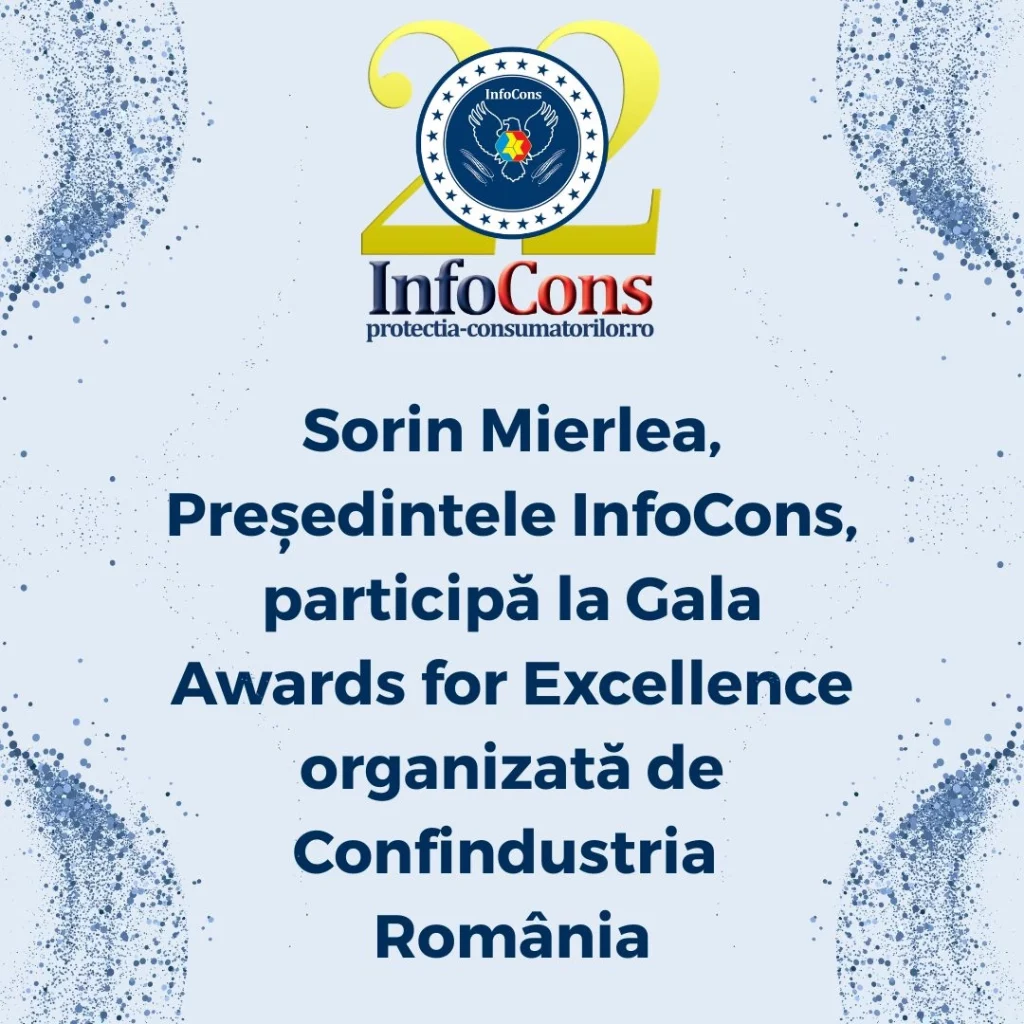 Sorin Mierlea , Președintele InfoCons Protecția Consumatorilor , participă la Gala Awards for Excellence organizată de Confindustria România