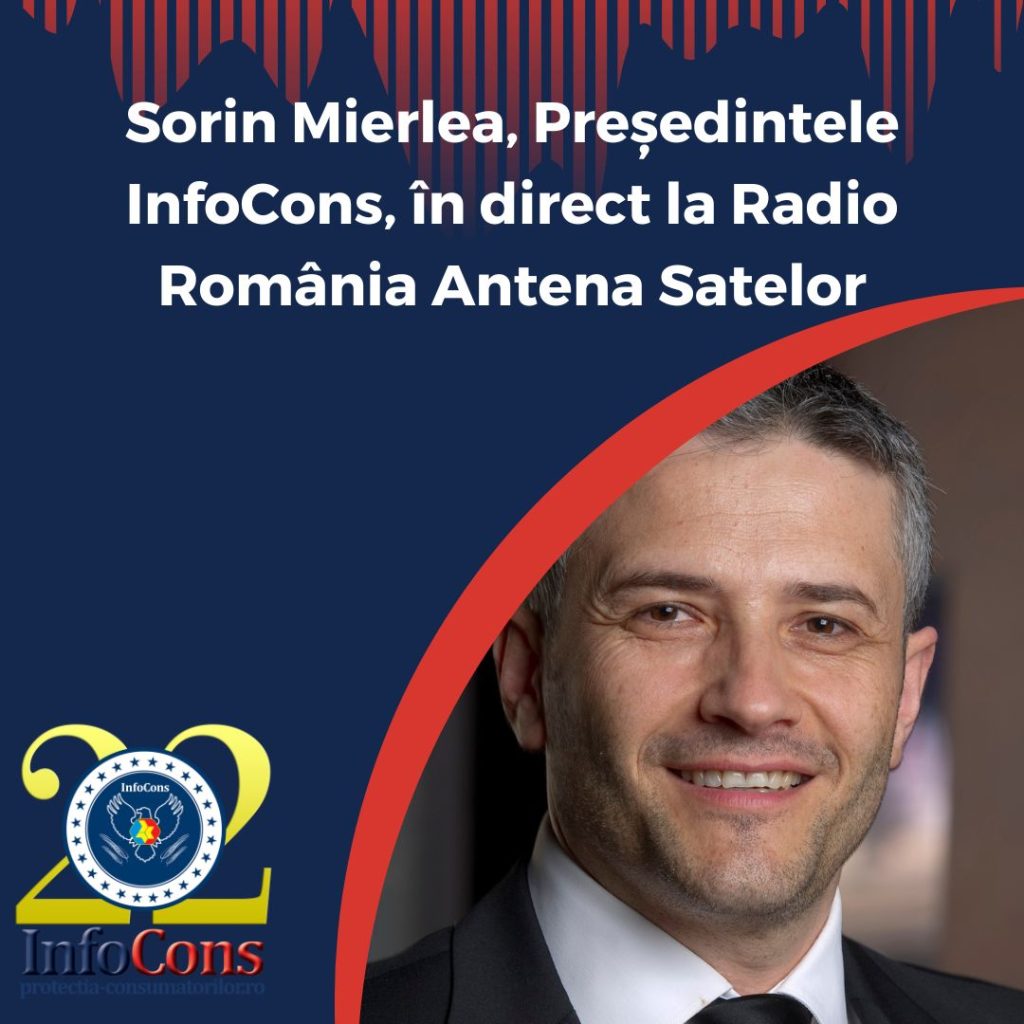Președintele InfoCons Protecția Consumatorilor , Sorin Mierlea , în direct la Radio Antelor Satelor , vorbind despre studiul realizat de InfoCons pe vopseaua de ouă , recomandări pentru alegerea cadourilor în siguranță de Paște, precum și despre Alertele pentru produse neconforme ce pot fi consultate în Aplicația Europeană Gratuită InfoCons . Radio România Antena Satelor este al treilea post de radio al Societății Române de Radiodifuziune, fondat pe 25 decembrie 1991. Se adresează exclusiv mediului rural prin dezbaterea problemelor reale ale satului românesc. Este cunoscut ca fiind singurul post de radio din Europa de acest tip. Aplicația Europeană InfoCons , unică la nivel internațional, dezvoltată independent și transparent de către Asociația InfoCons .  Aplicația Europeană InfoCons este disponibilă în 33 de limbi și vine în sprijinul consumatorilor cu informații utile, corecte, transparente și pe înțelesul tuturor ! Semnatura : Departamentul InfoCons Protectia Consumatorilor de Comunicare
