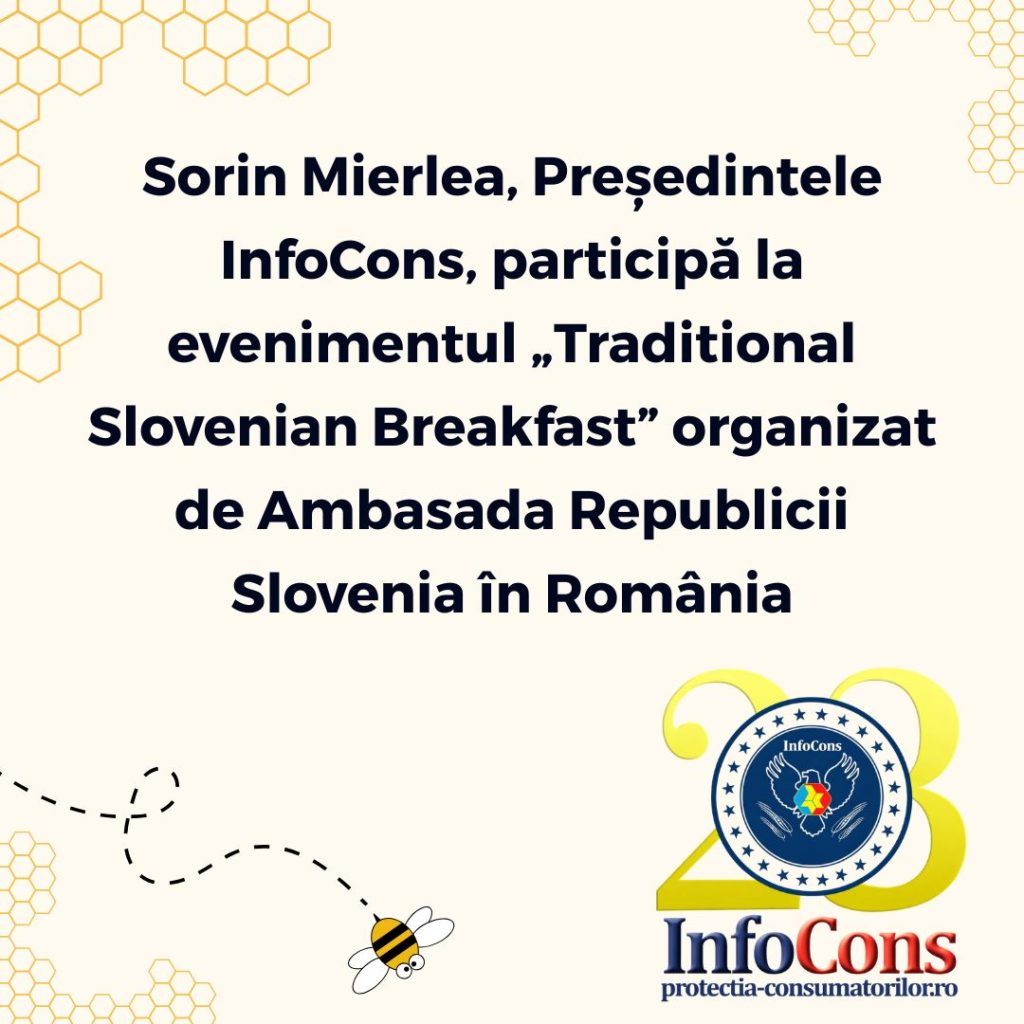 Sorin Mierlea , Președintele InfoCons Protecția Consumatorilor , participă la evenimentul „Traditional Slovenian Breakfast” organizat de Ambasada Republicii Slovenia în România